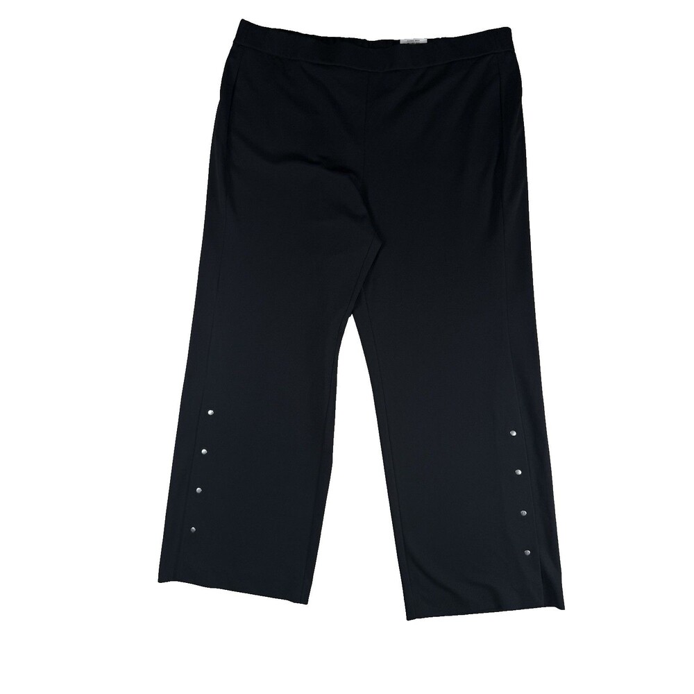 Alfani Women's Plus XXL Black Wide Leg Pants NWT Studded Grommet Hem Career Work